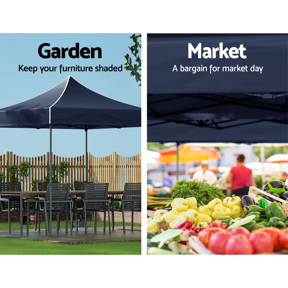 Gazebo Marquee 3x3m Folding Outdoor Canopy Shade Tent - Navy - Homecoze