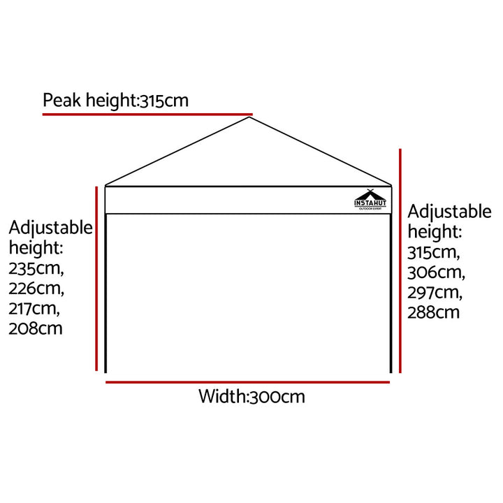 Gazebo Marquee 3x3m Folding Outdoor Canopy Shade Tent - White