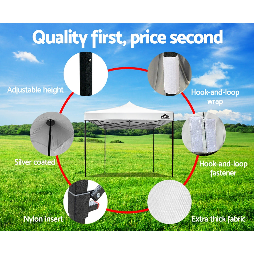 Gazebo Marquee 3x3m Folding Outdoor Canopy Shade Tent - White - Homecoze