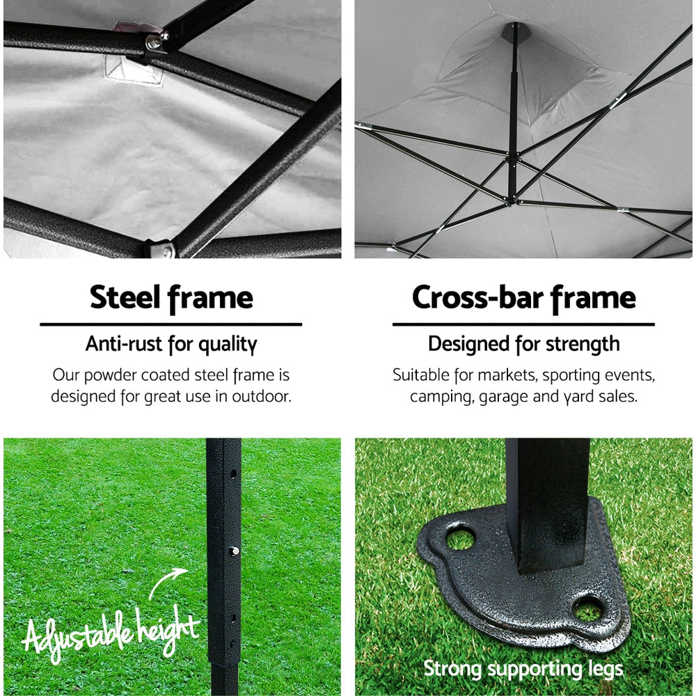 Gazebo Marquee 3x3m with Base Pods Folding Outdoor Canopy Shade Tent - White - Homecoze