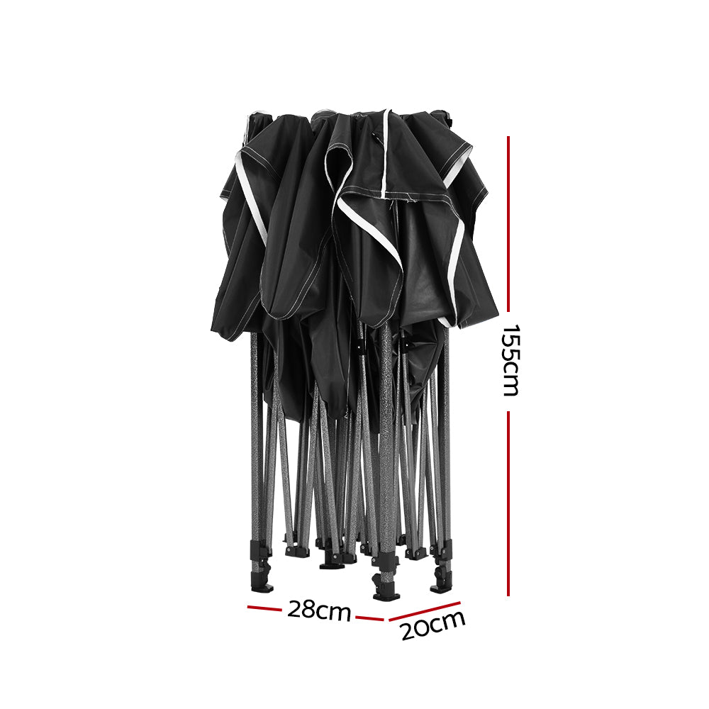 Gazebo Marquee 3x4.5m Folding Outdoor Canopy Shade Tent - Black - Homecoze