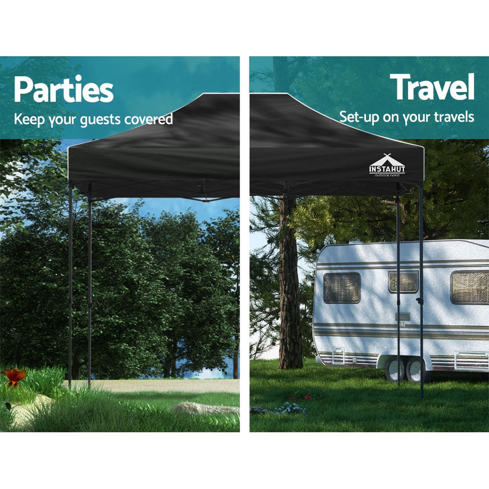 Gazebo Marquee 3x4.5m Folding Outdoor Canopy Shade Tent - Black - Homecoze
