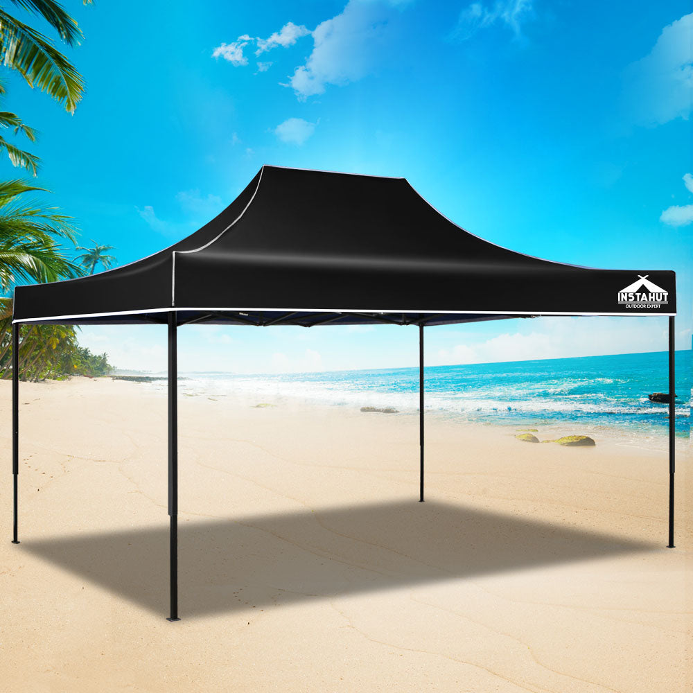 Gazebo Marquee 3x4.5m Folding Outdoor Canopy Shade Tent - Black - Homecoze