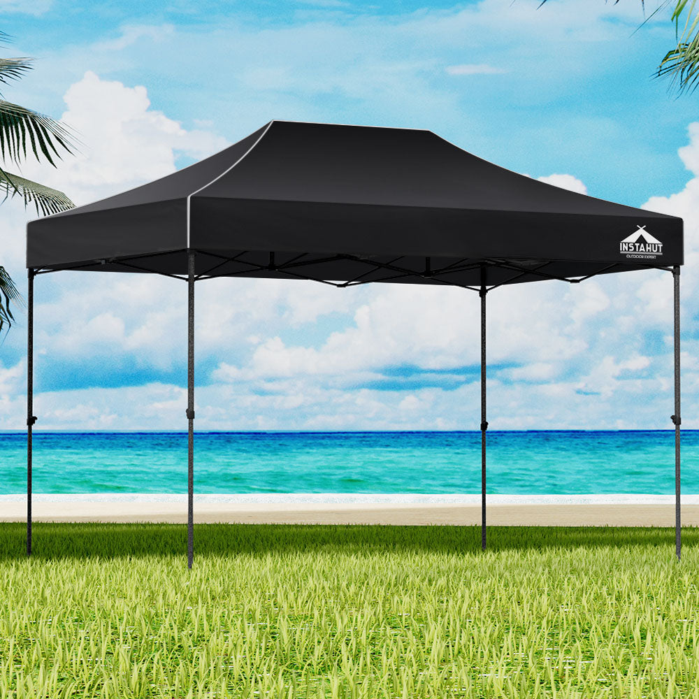 Gazebo Marquee 3x4.5m Folding Outdoor Canopy Shade Tent - Black - Homecoze