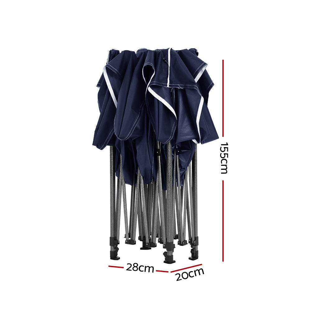 Gazebo Marquee 3x4.5m with Base Pods Folding Outdoor Canopy Shade Tent - Navy - Homecoze