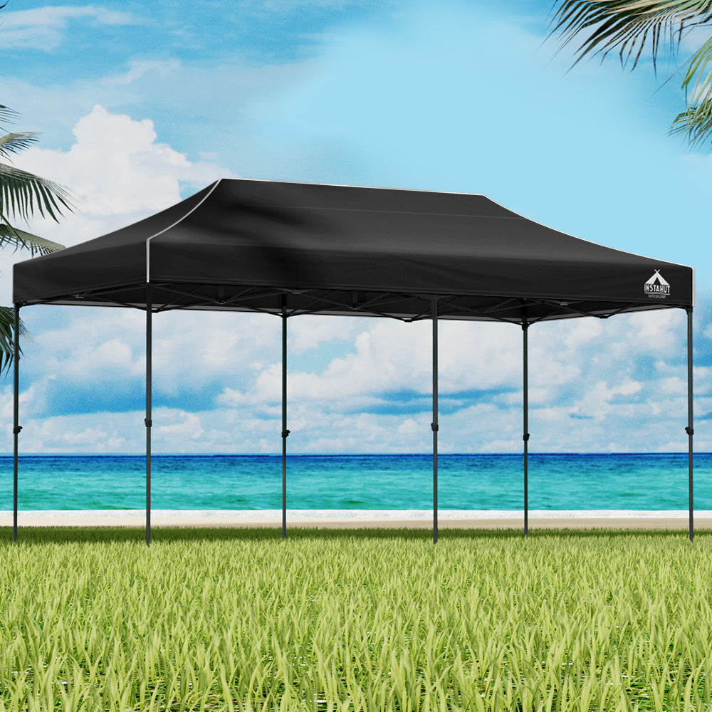 Gazebo Marquee 3x6m Folding Outdoor Canopy Shade Tent - Black - Homecoze