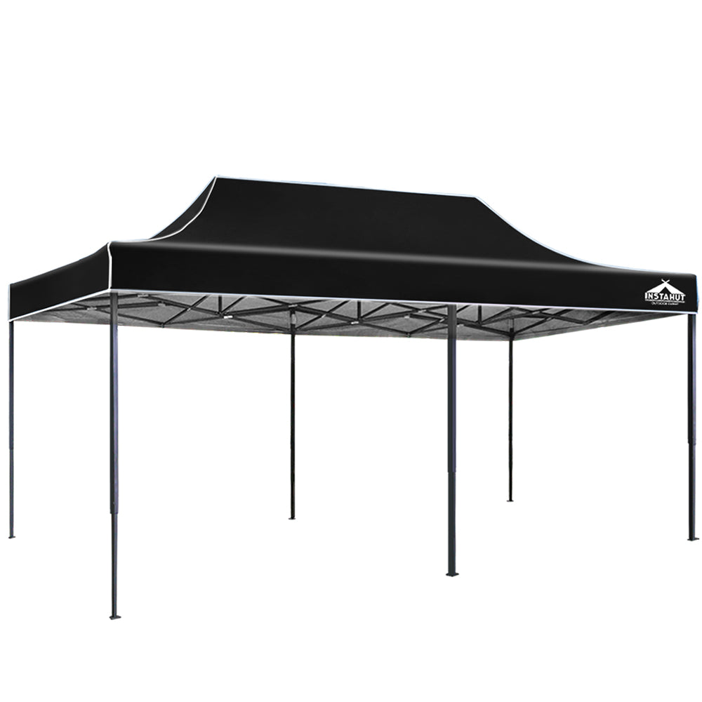 Gazebo Marquee 3x6m with Base Pods Folding Outdoor Canopy Shade Tent - Black - Homecoze