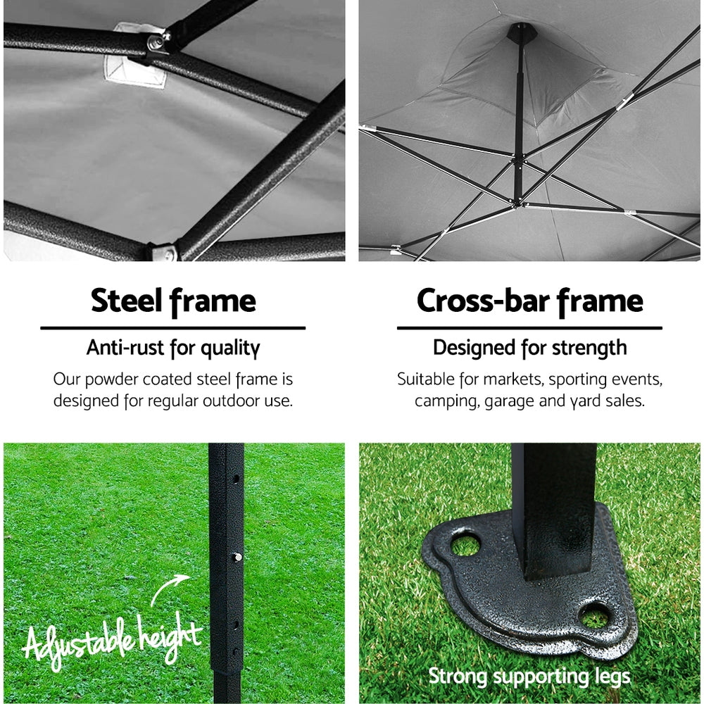 Gazebo Marquee 3x6m with Base Pods Folding Outdoor Canopy Shade Tent - Black - Homecoze