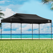 Gazebo Marquee 3x6m with Base Pods Folding Outdoor Canopy Shade Tent - Black - Homecoze