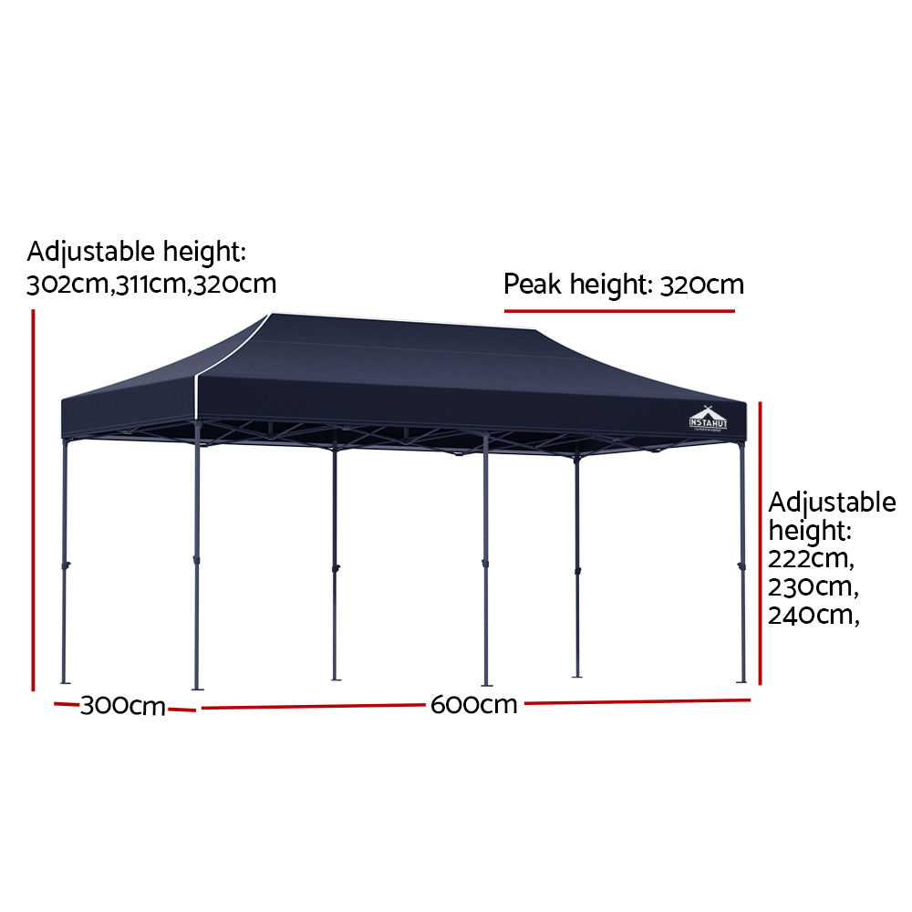 Gazebo Marquee 3x6m with Base Pods Folding Outdoor Canopy Shade Tent - Navy