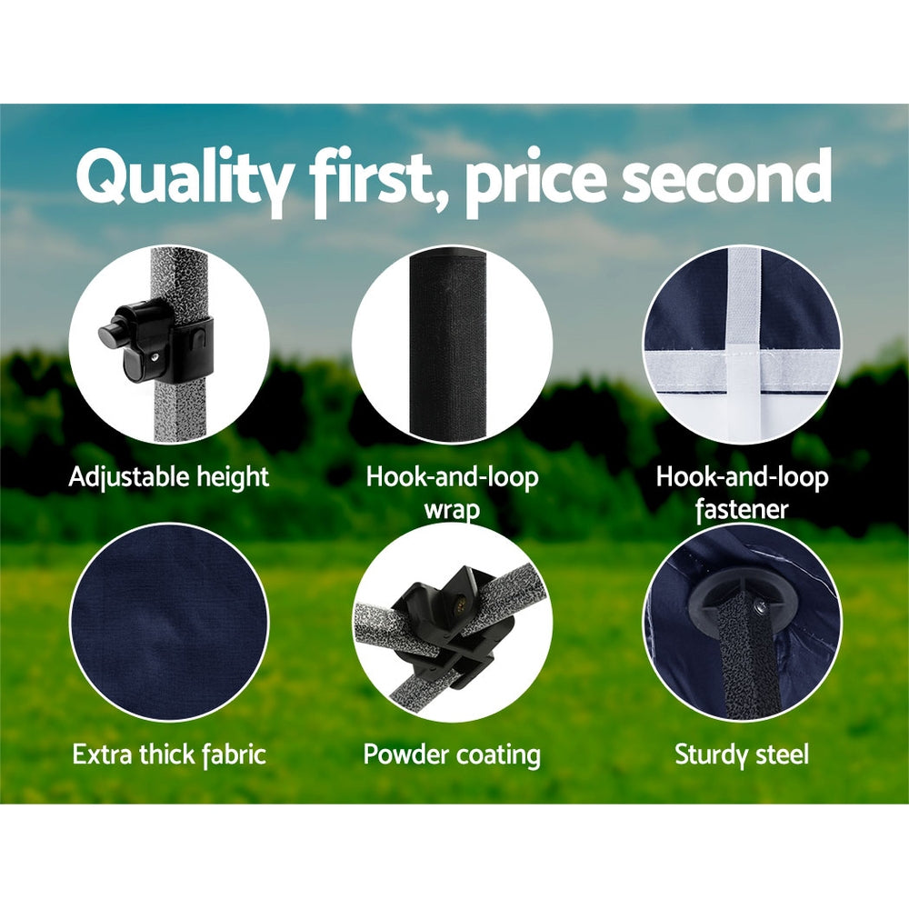 Gazebo Marquee 3x6m with Base Pods Folding Outdoor Canopy Shade Tent - Navy - Homecoze