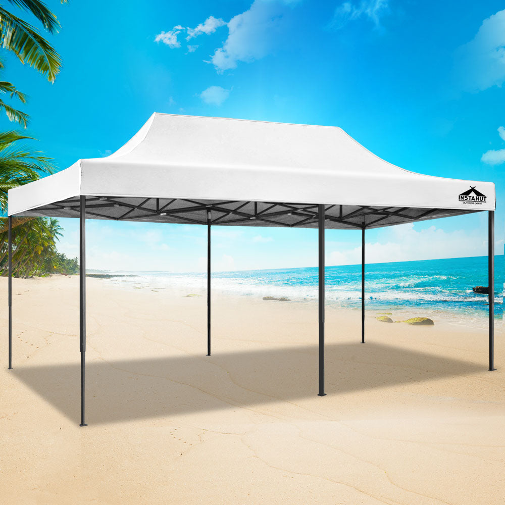 Gazebo Marquee 3x6m Folding Outdoor Canopy Shade Tent - White - Homecoze