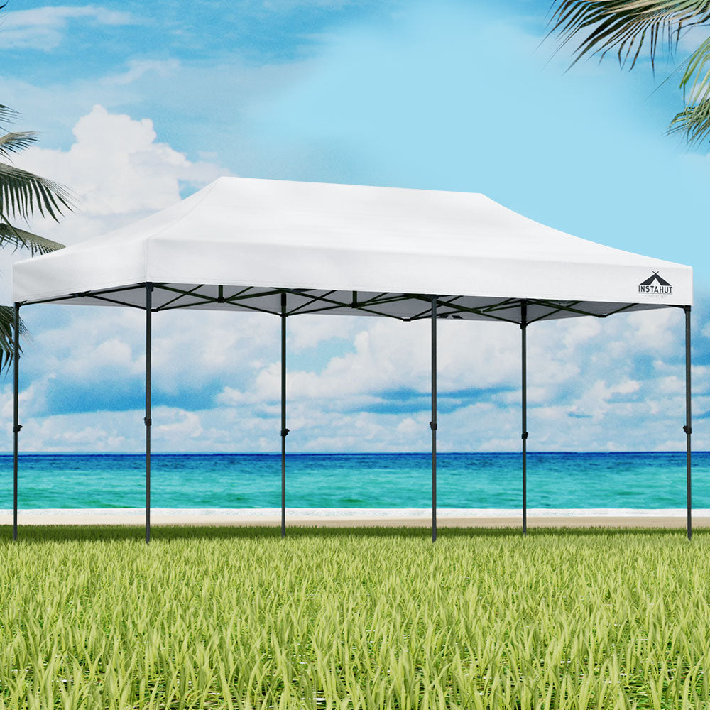Gazebo Marquee 3x6m with Base Pods Folding Outdoor Canopy Shade Tent - White - Homecoze