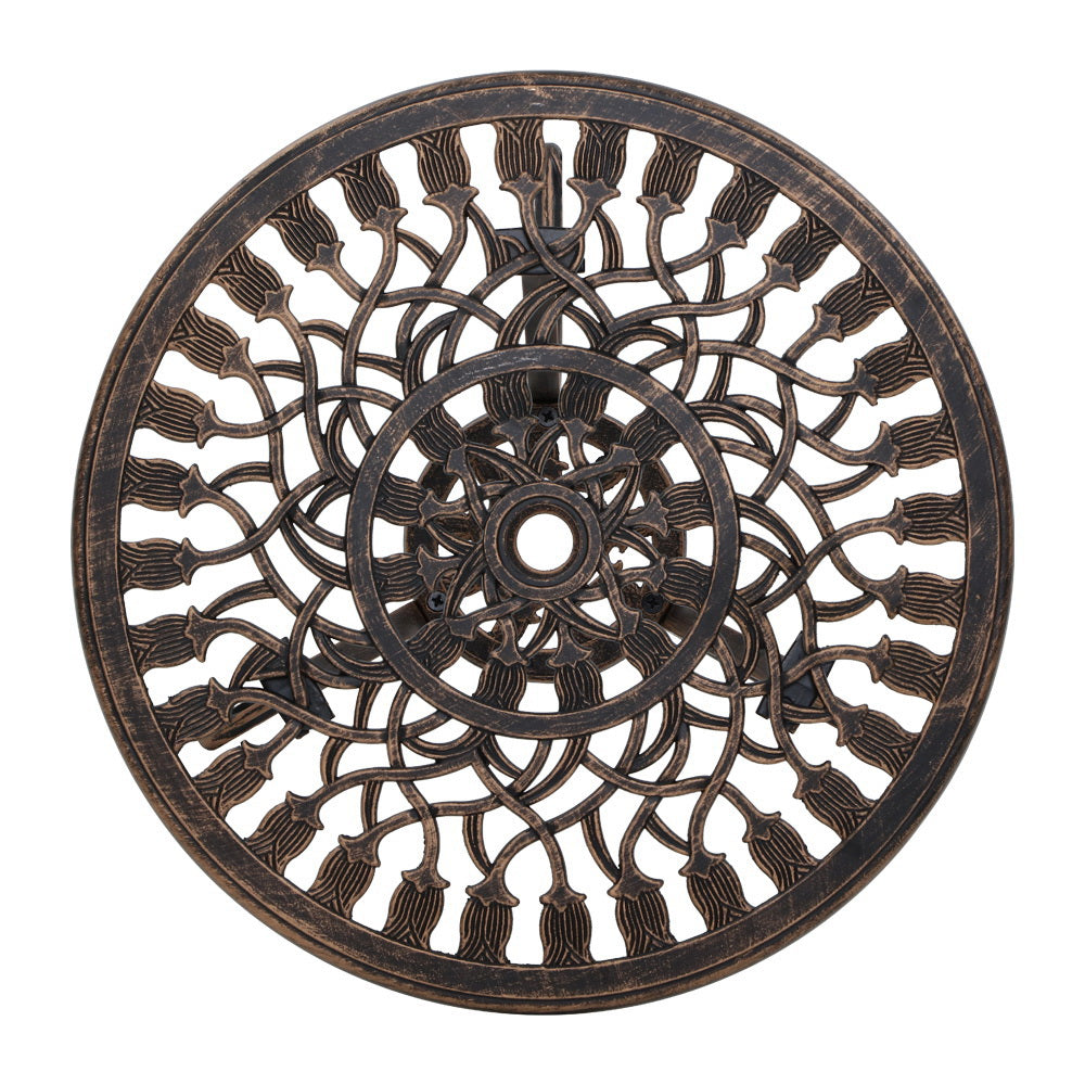 3 Piece Floral Pattern Metal Outdoor Bistro Set - Bronze - Homecoze