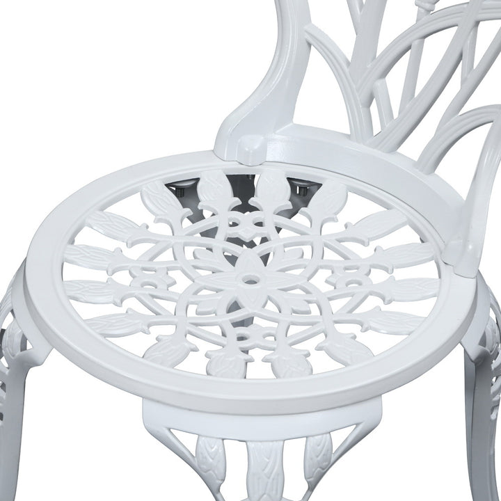 3 Piece Floral Pattern Metal Outdoor Bistro Set - White Homecoze