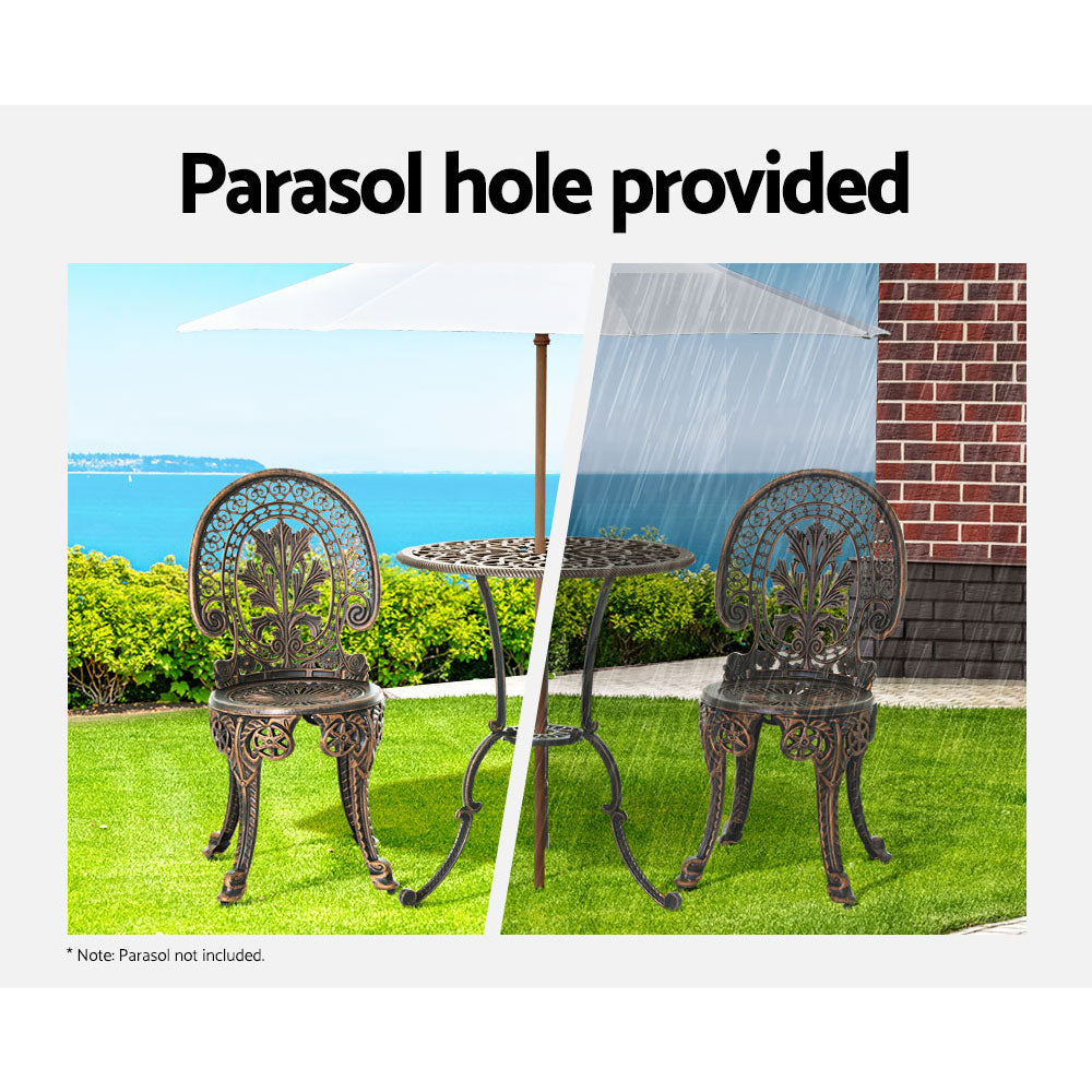 3PC Outdoor Patio Furniture Vintage Style Bistro Table & Chair Set - Bronze Homecoze