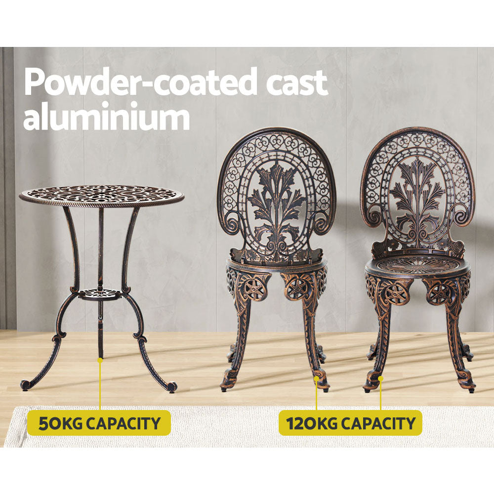 3PC Outdoor Patio Furniture Vintage Style Bistro Table & Chair Set - Bronze Homecoze