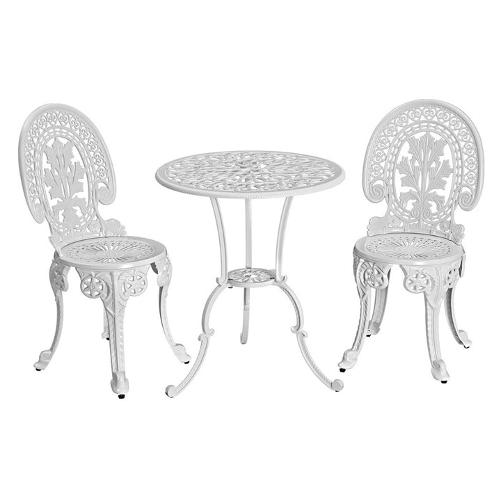 3PC Outdoor Patio Furniture Vintage Style Bistro Table & Chair Set - White Homecoze