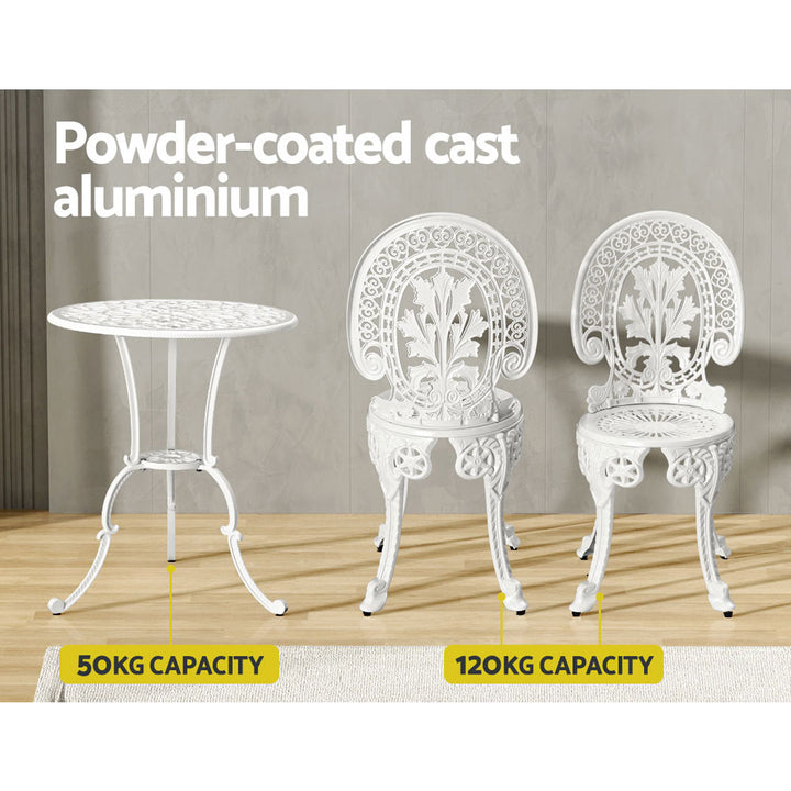 3PC Outdoor Patio Furniture Vintage Style Bistro Table & Chair Set - White Homecoze