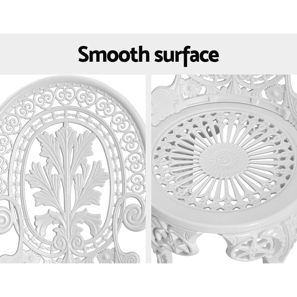 3PC Outdoor Patio Furniture Vintage Style Bistro Table & Chair Set - White Homecoze