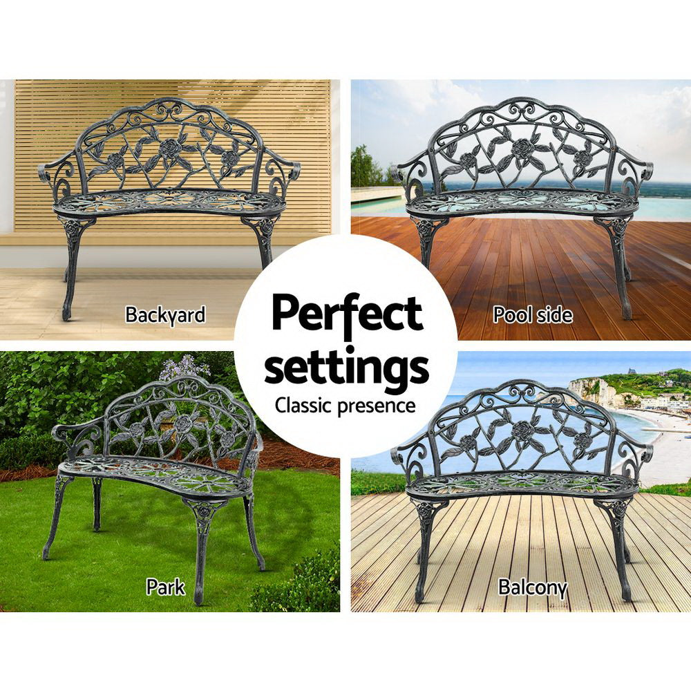 Victorian Inspired Garden Bench - Green - Homecoze