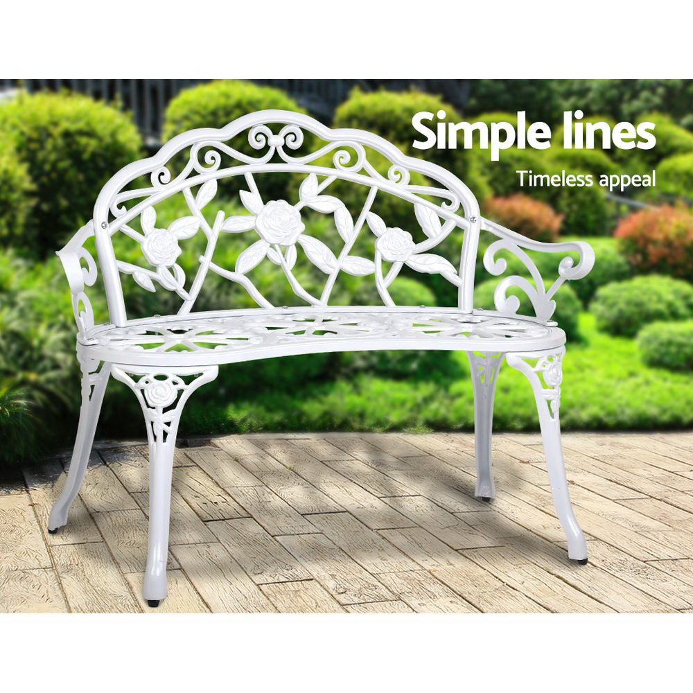 Victorian Inspired Garden Bench - White - Homecoze