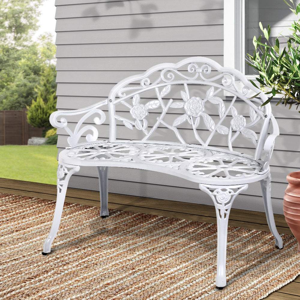 Victorian Inspired Garden Bench - White - Homecoze
