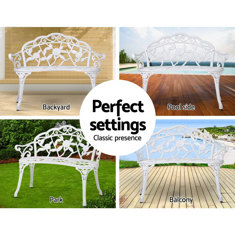 Victorian Inspired Garden Bench - White - Homecoze
