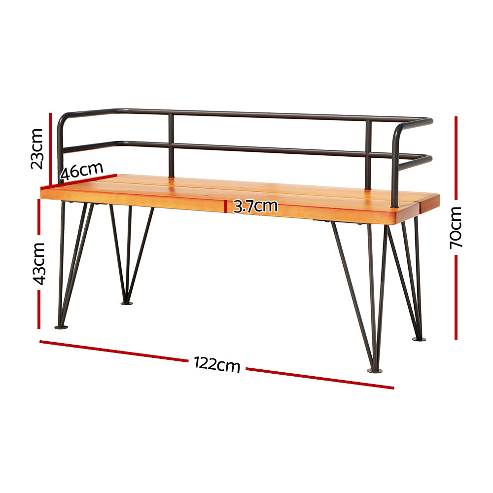 Contemporary Outdoor Garden Bench Lounge Chair Wooden 3 Seater Homecoze