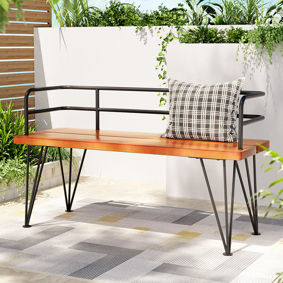 Contemporary Outdoor Garden Bench Lounge Chair Wooden 3 Seater Homecoze