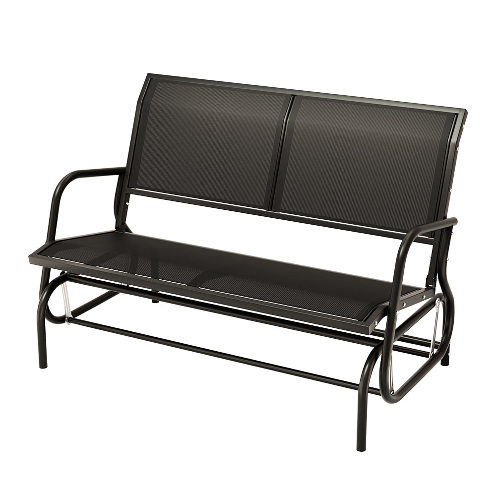 Outdoor Swinging Garden Bench Seat Rocking Chair Loveseat - Black Homecoze