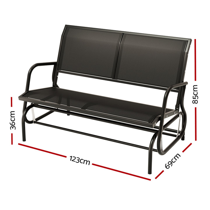 Outdoor Swinging Garden Bench Seat Rocking Chair Loveseat - Black Homecoze