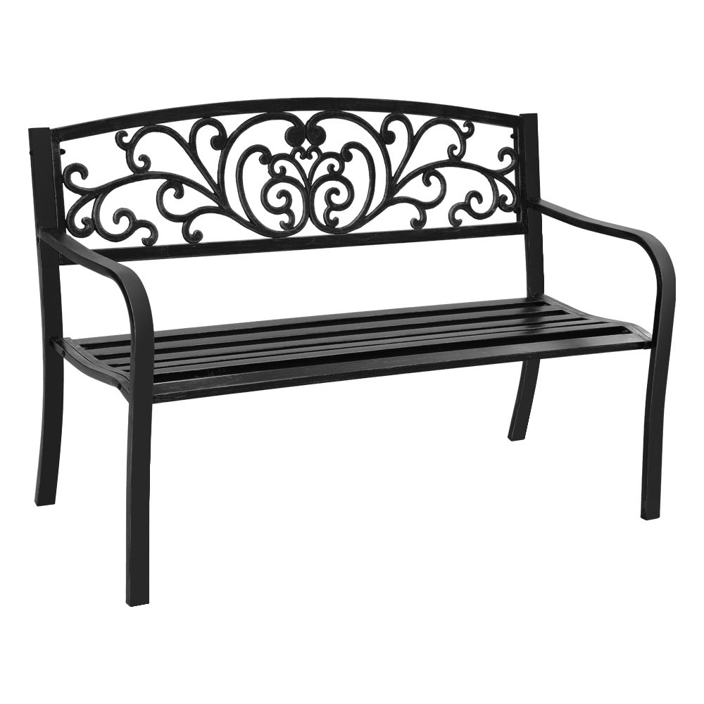 Cast Iron Outdoor Garden Bench - Black - Homecoze