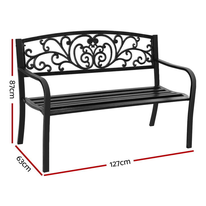 Cast Iron Outdoor Garden Bench - Black Homecoze