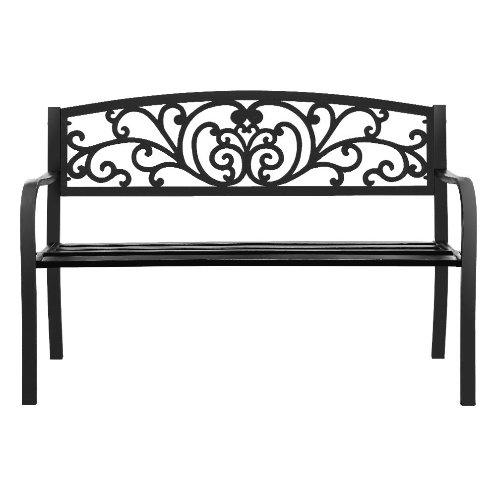Cast Iron Outdoor Garden Bench - Black - Homecoze