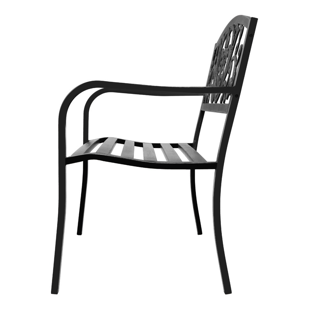 Cast Iron Outdoor Garden Bench - Black - Homecoze