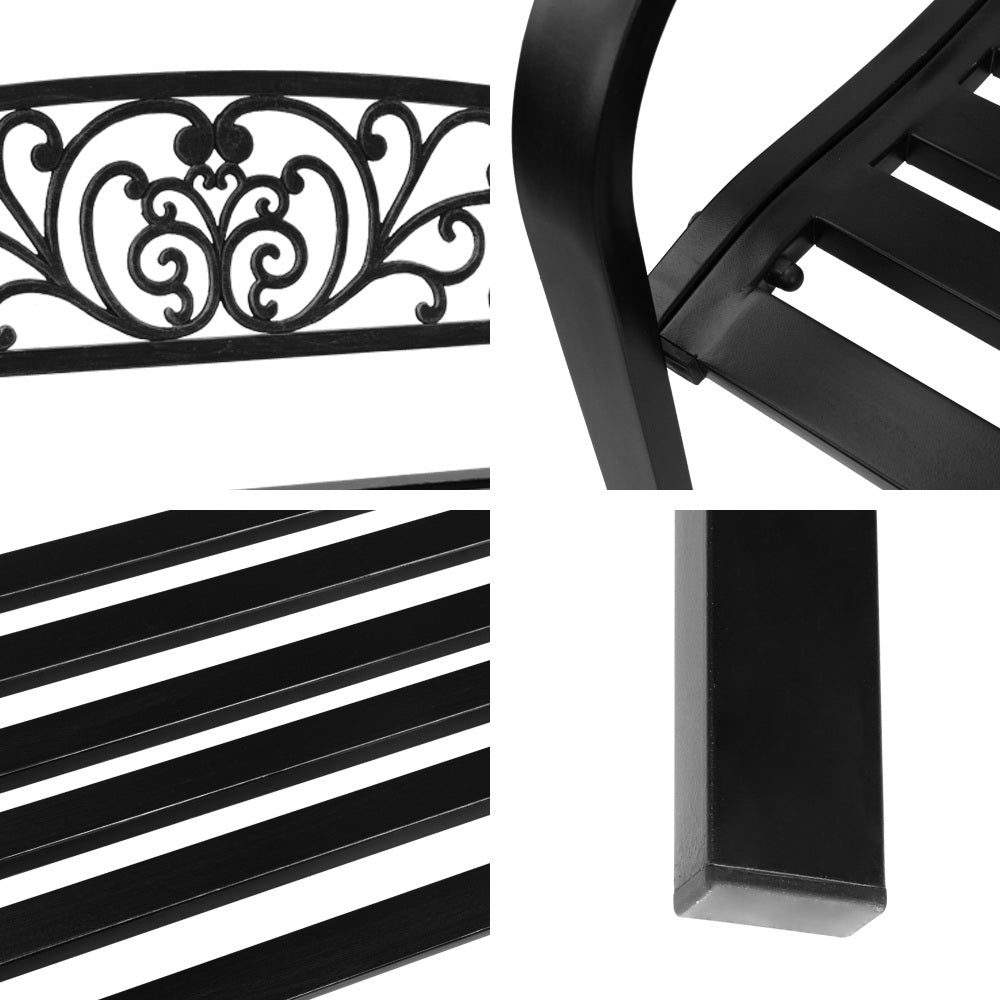 Cast Iron Outdoor Garden Bench - Black - Homecoze