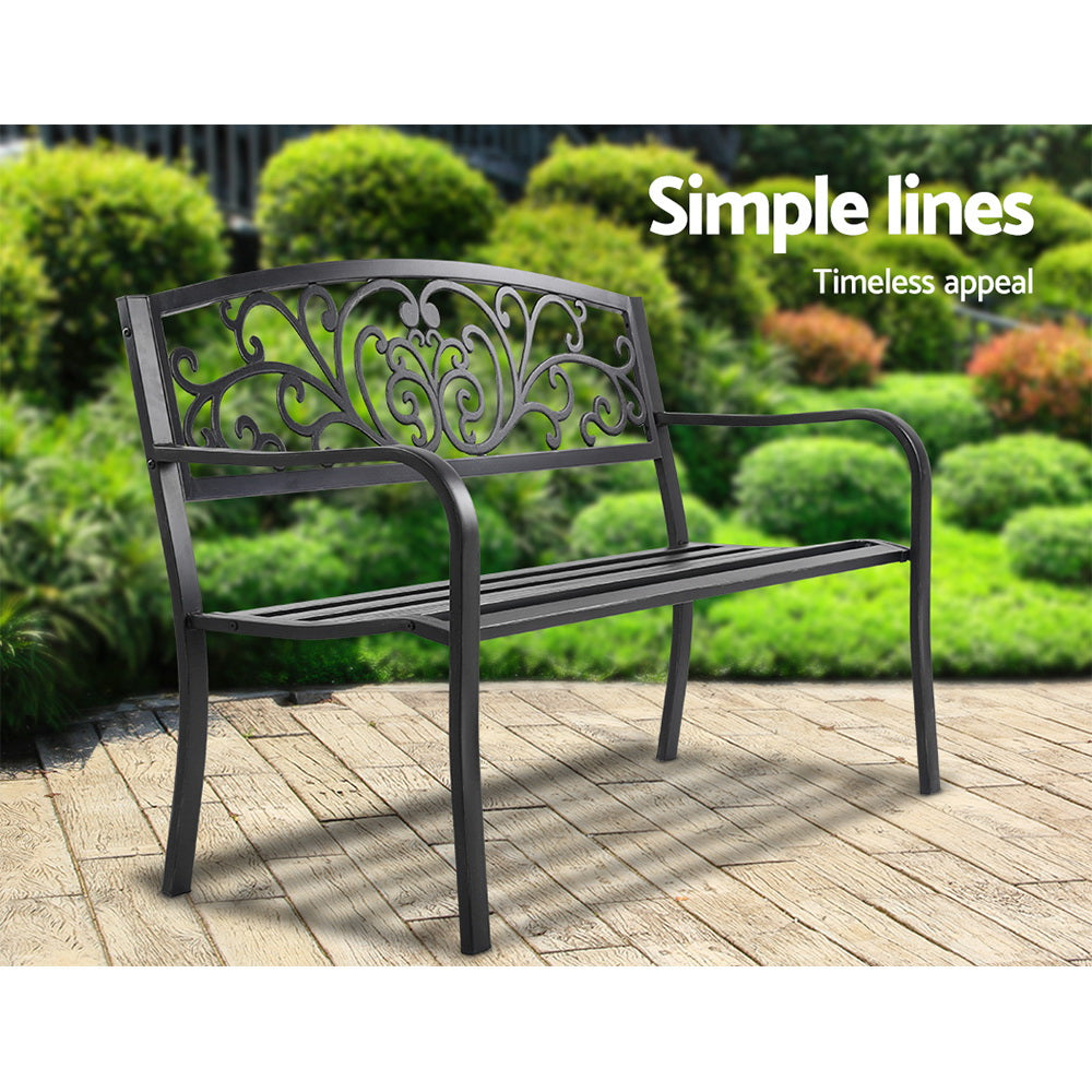 Cast Iron Outdoor Garden Bench - Black - Homecoze