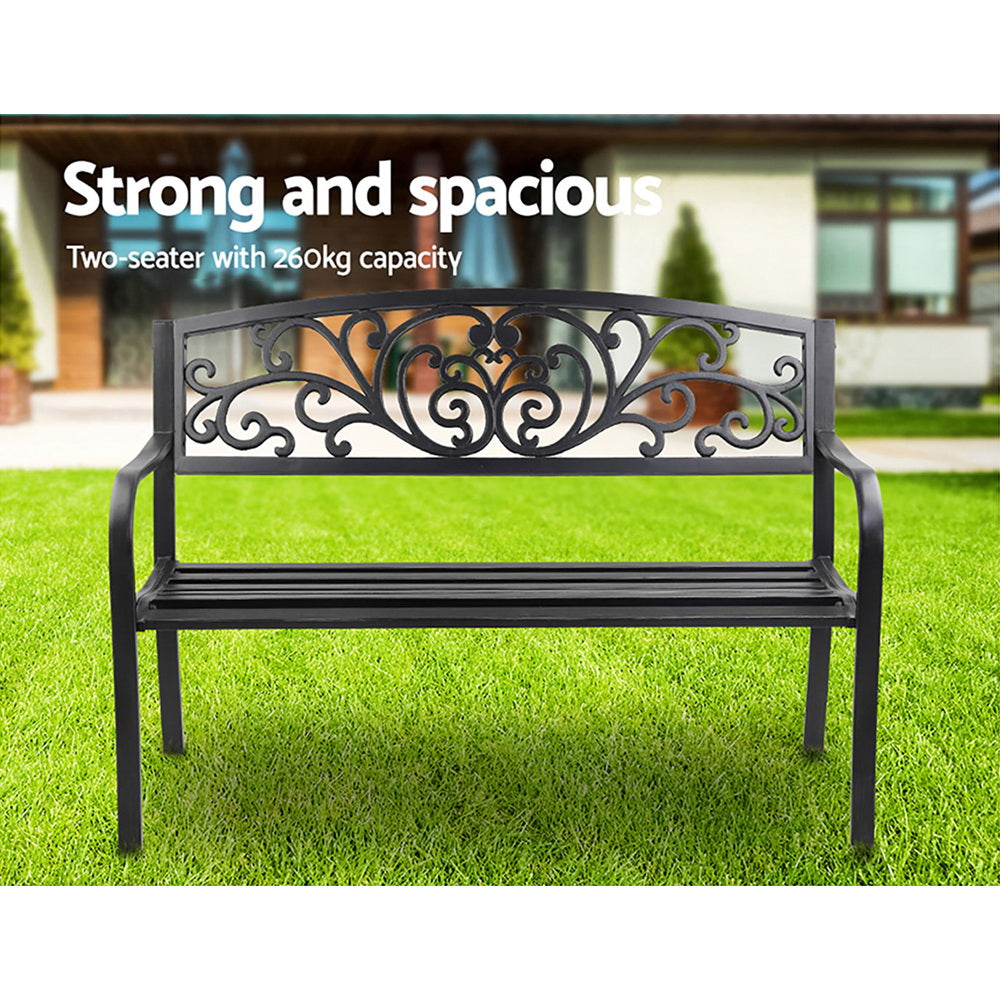 Cast Iron Outdoor Garden Bench - Black - Homecoze