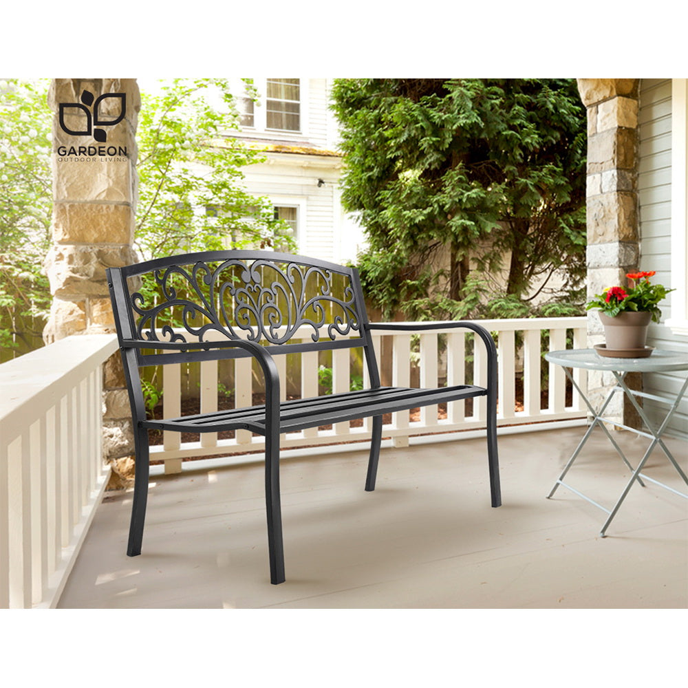 Cast Iron Outdoor Garden Bench - Black - Homecoze