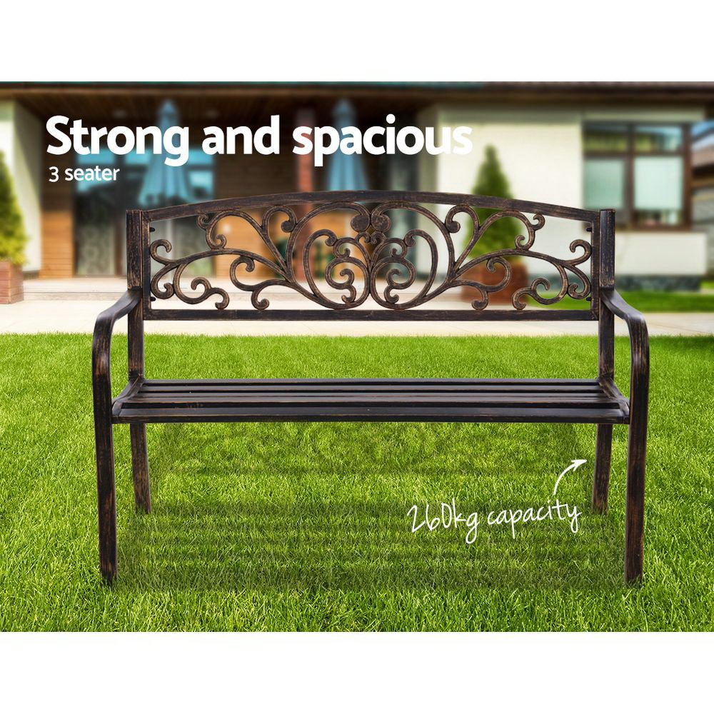 Cast Iron Garden Bench - Bronze - Homecoze