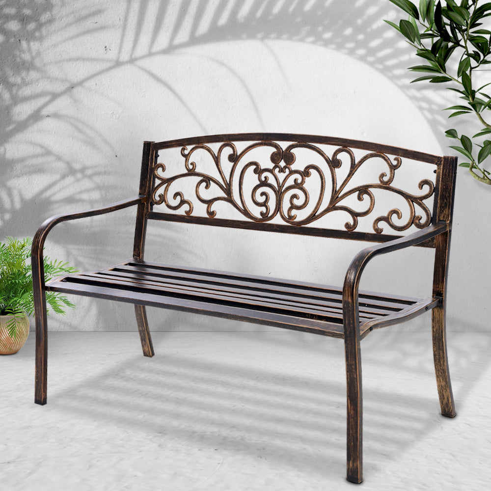 Cast Iron Garden Bench - Bronze - Homecoze