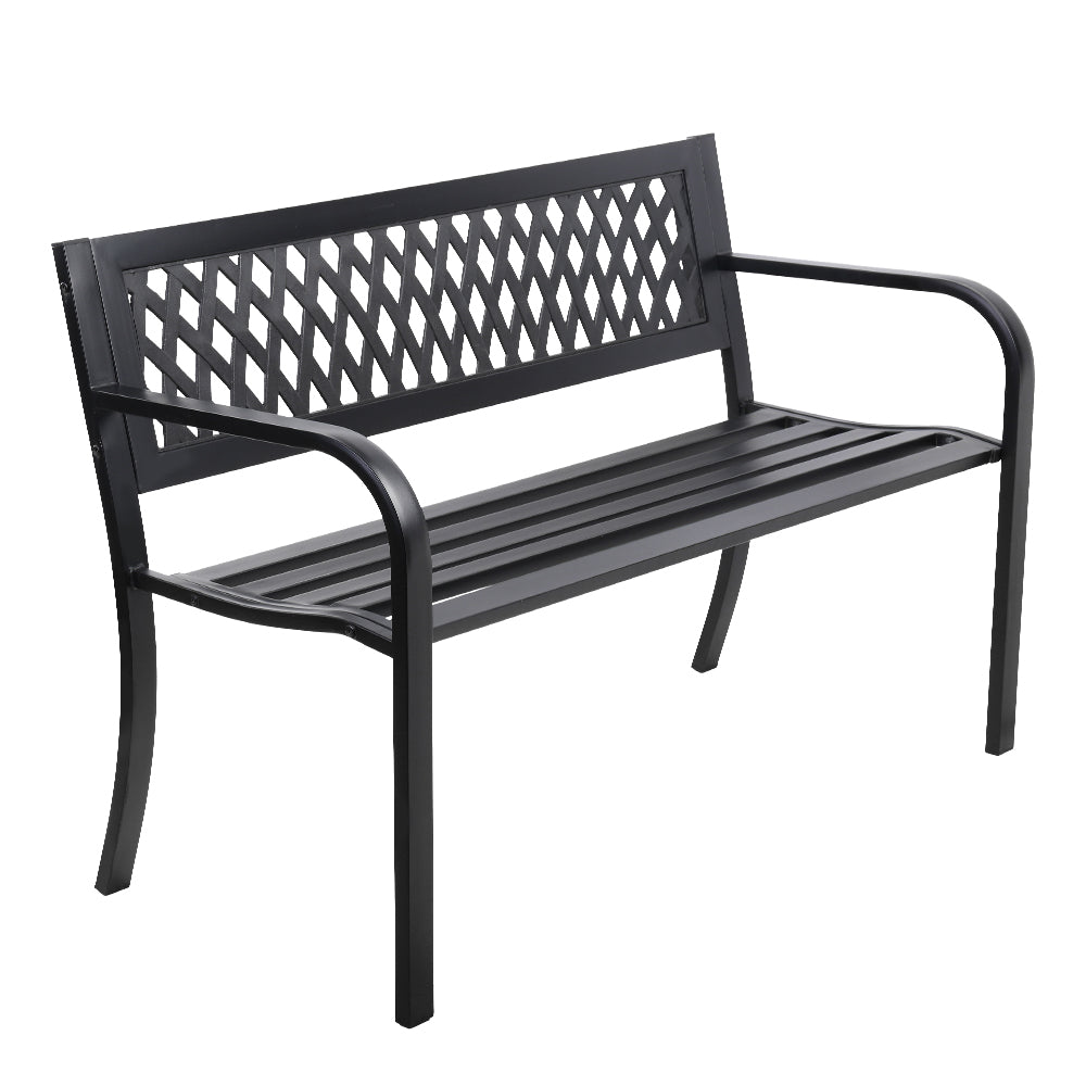 Steel Modern Garden Bench - Black - Homecoze