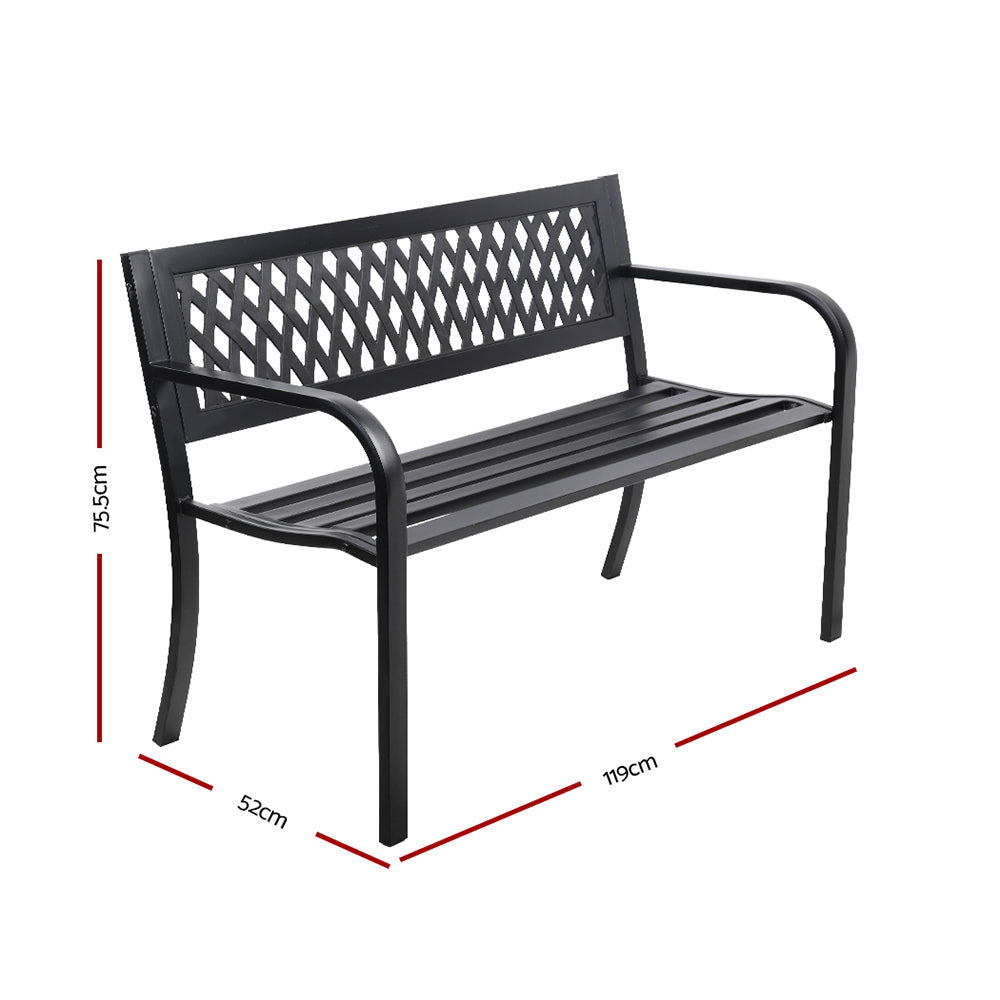 Steel Modern Garden Bench - Black - Homecoze
