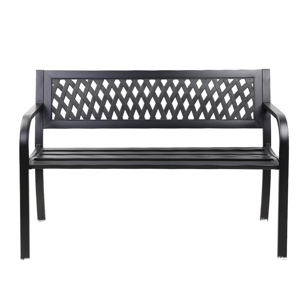 Steel Modern Garden Bench - Black - Homecoze