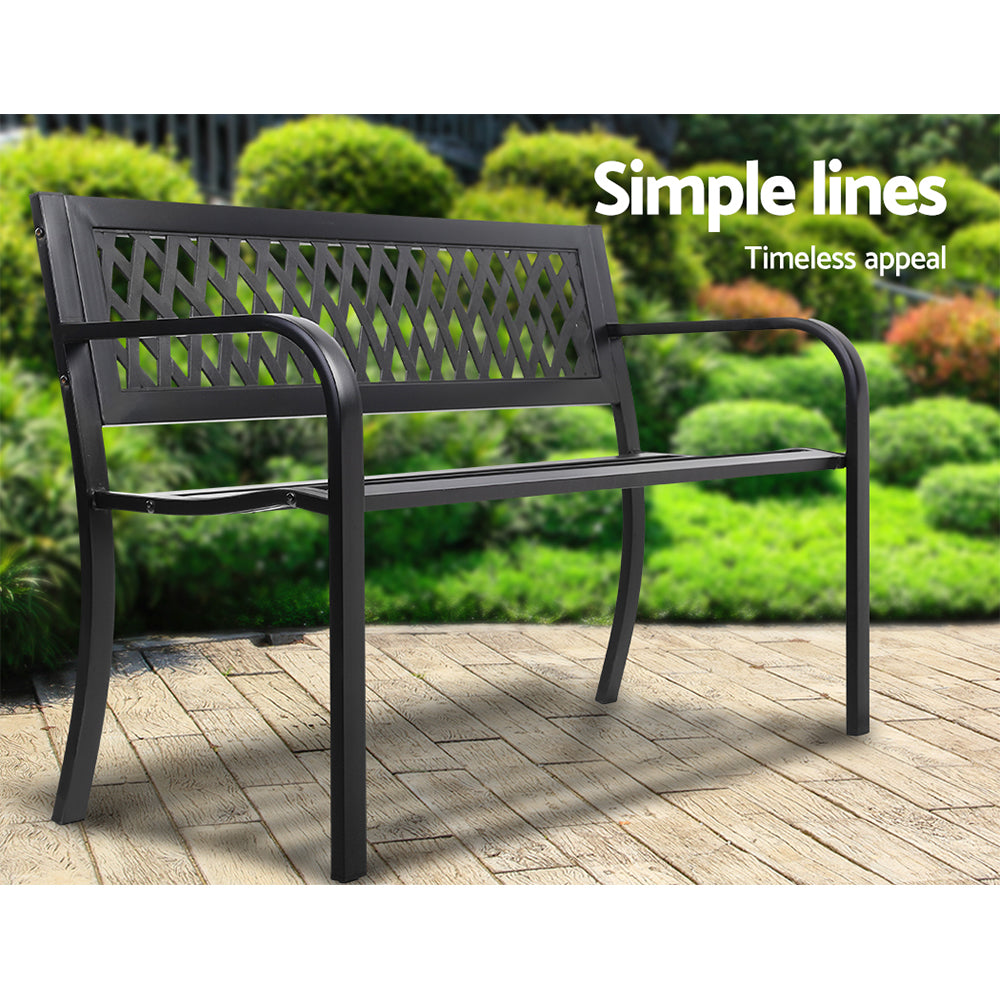 Steel Modern Garden Bench - Black - Homecoze
