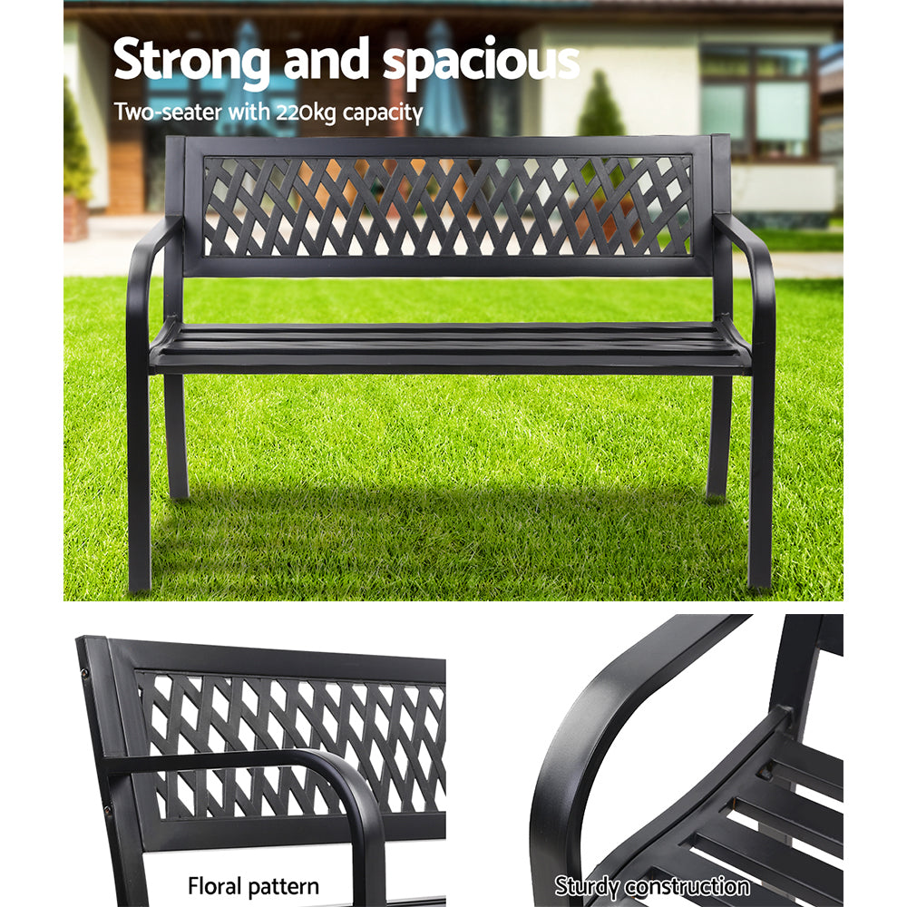 Steel Modern Garden Bench - Black - Homecoze