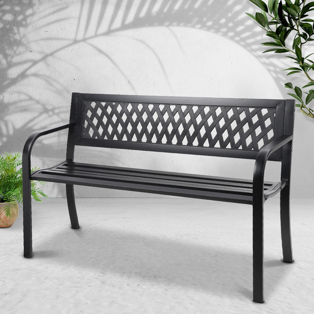 Steel Modern Garden Bench - Black - Homecoze