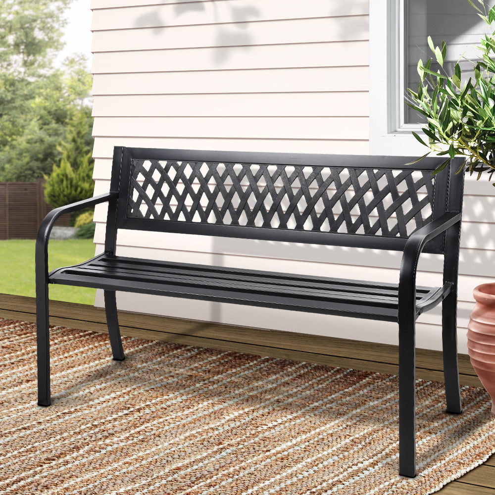 Steel Modern Garden Bench - Black - Homecoze
