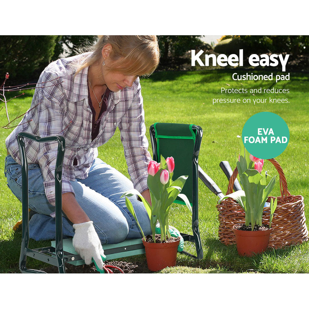 Foldable 3-in-1 Garden Kneeler Padded Seat Stool Outdoor Knee Pad Homecoze